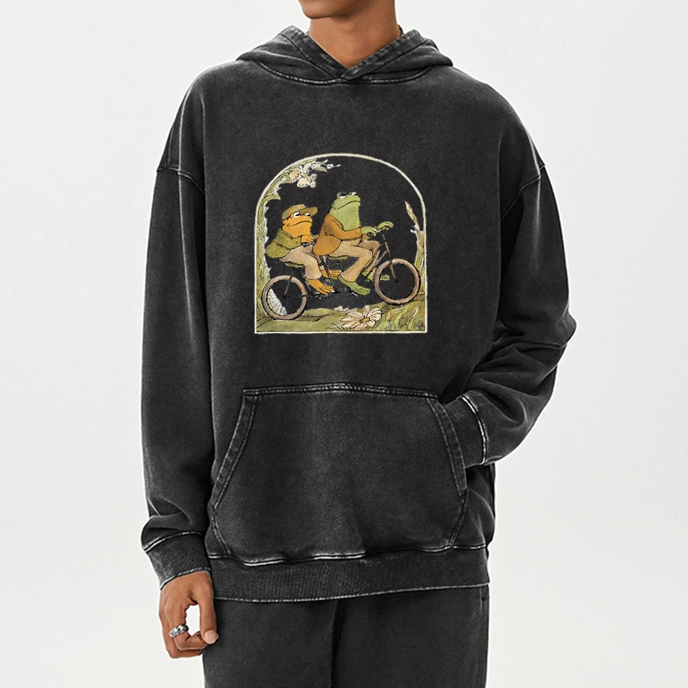 Pagewings Frog And Toad Book Vintage Unisex Washed Hoodie