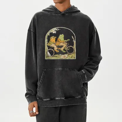 Pagewings Frog And Toad Book Vintage Unisex Washed Hoodie
