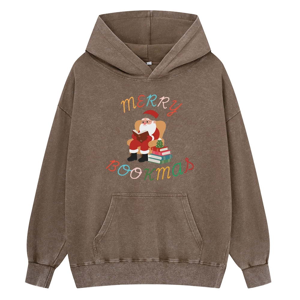 Pagewings Merry Bookmas Christmas Unisex Washed Hoodie