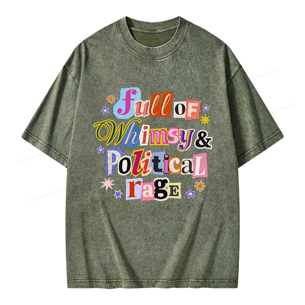 Pagewings Full of Whimsy and Political Rage Unisex Washed T-shirt