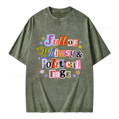 Pagewings Full of Whimsy and Political Rage Unisex Washed T-shirt