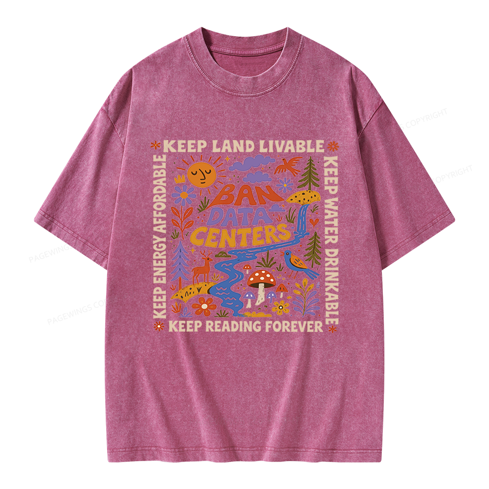 Pagewings Reading Forever Unisex Washed T-shirt