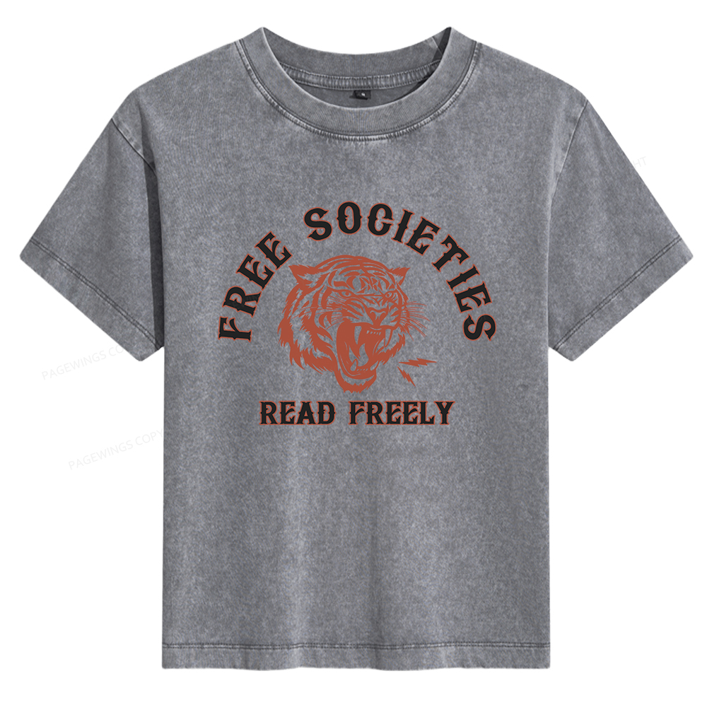 Pagewings Free Societies Read Freely Women's Washed T-shirt