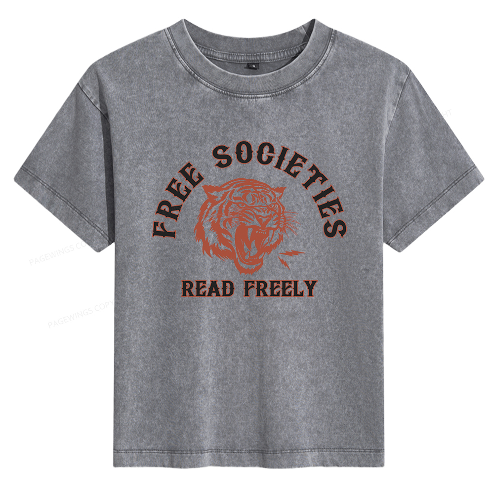 Pagewings Free Societies Read Freely Women's Washed T-shirt