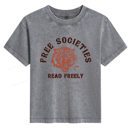 Pagewings Free Societies Read Freely Women's Washed T-shirt