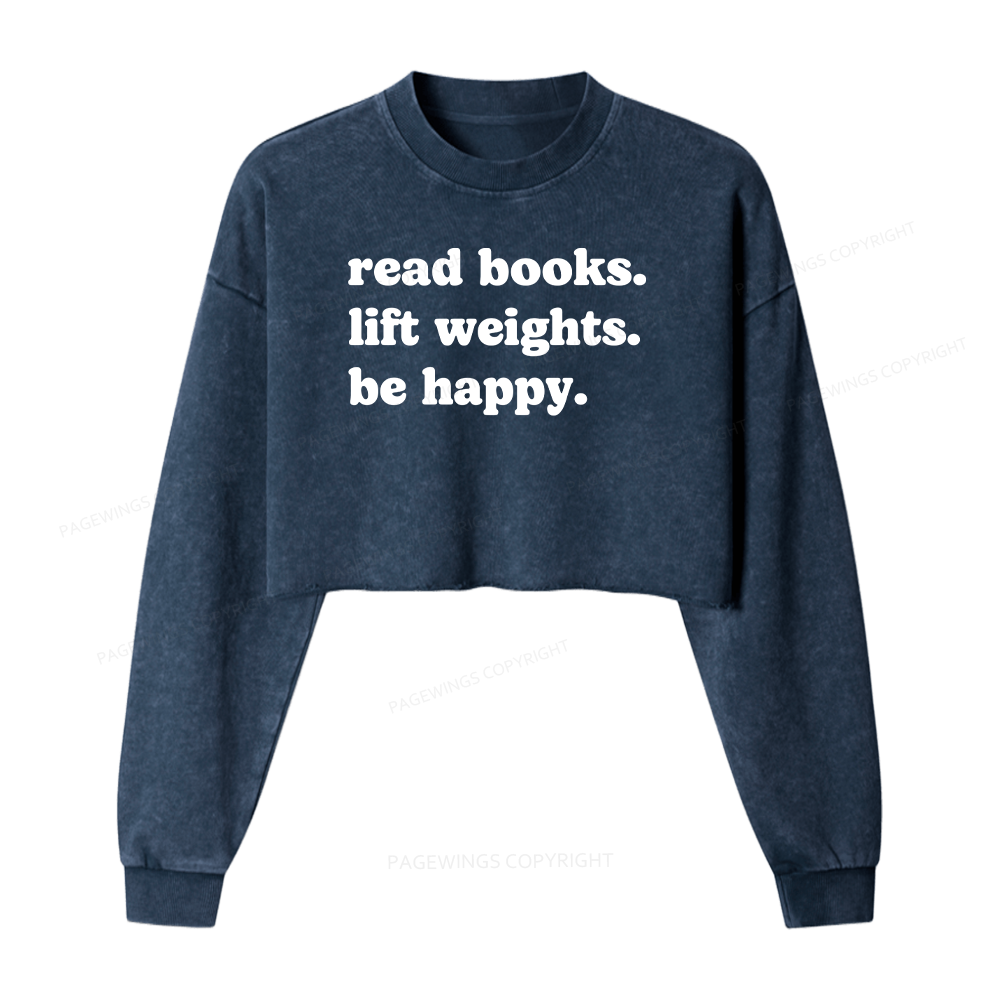Pagewings Book Lover Gym Washed Crop Sweatshirt