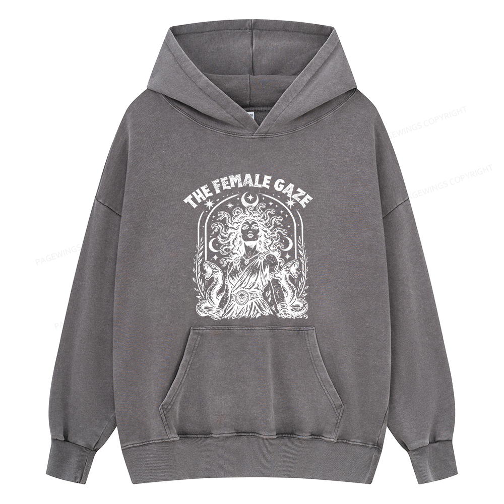 Pagewings Vintage Medusa Feminist Unisex Washed Hoodie