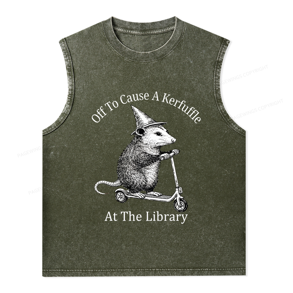 Pagewings Off To Cause A Kerfuffle Unisex Washed Tank Top