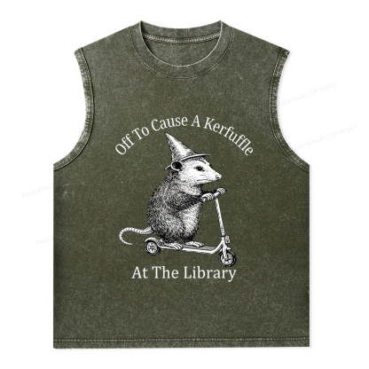 Pagewings Off To Cause A Kerfuffle Unisex Washed Tank Top