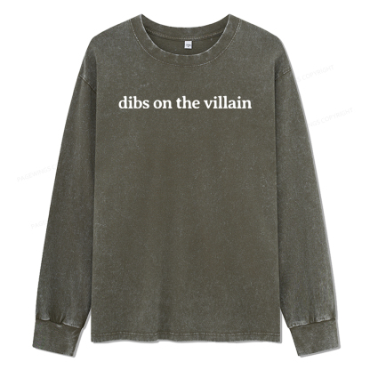 Pagewings Dibs On The Villain Unisex Washed Long Sleeve T-shirt