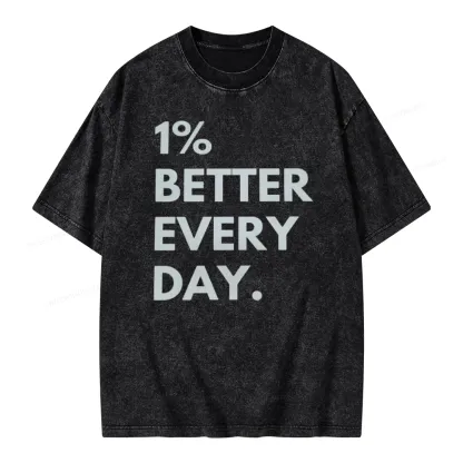 Pagewings Motivational 1% Better Everyday Unisex Washed T-shirt
