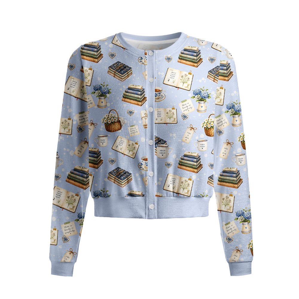 Pagewings Bookish Crew Neck Cardigan Sweaters