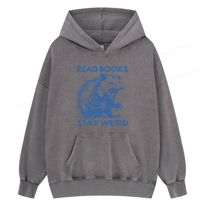 Pagewings Read Books Stay Weird Unisex Washed Hoodie