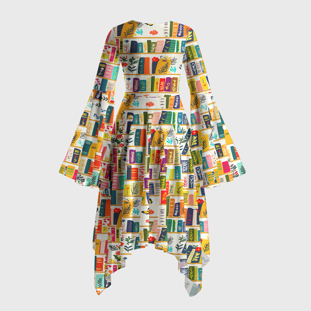 Pagewings Book Lover Bell Sleeve Dress