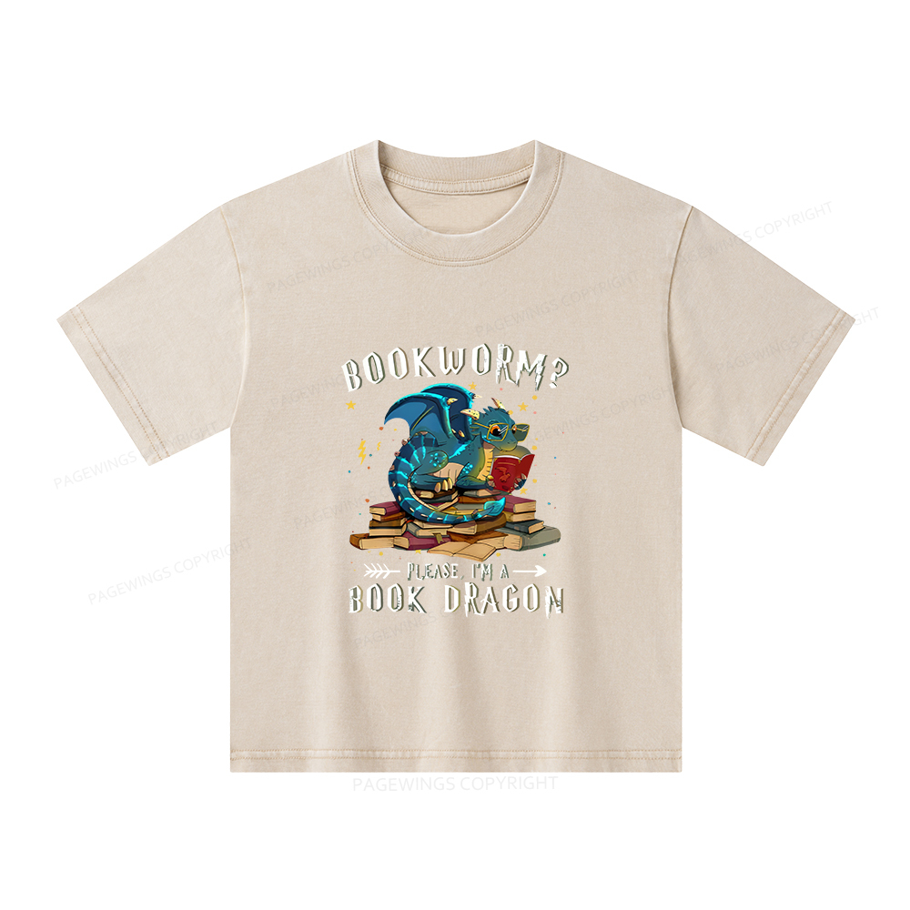 Pagewings Dragon Book Unisex Kids Washed T-shirt