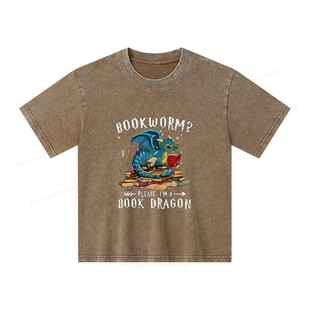 Pagewings Dragon Book Unisex Kids Washed T-shirt