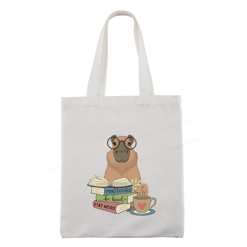 Pagewings Capybara Reading Tote Bag