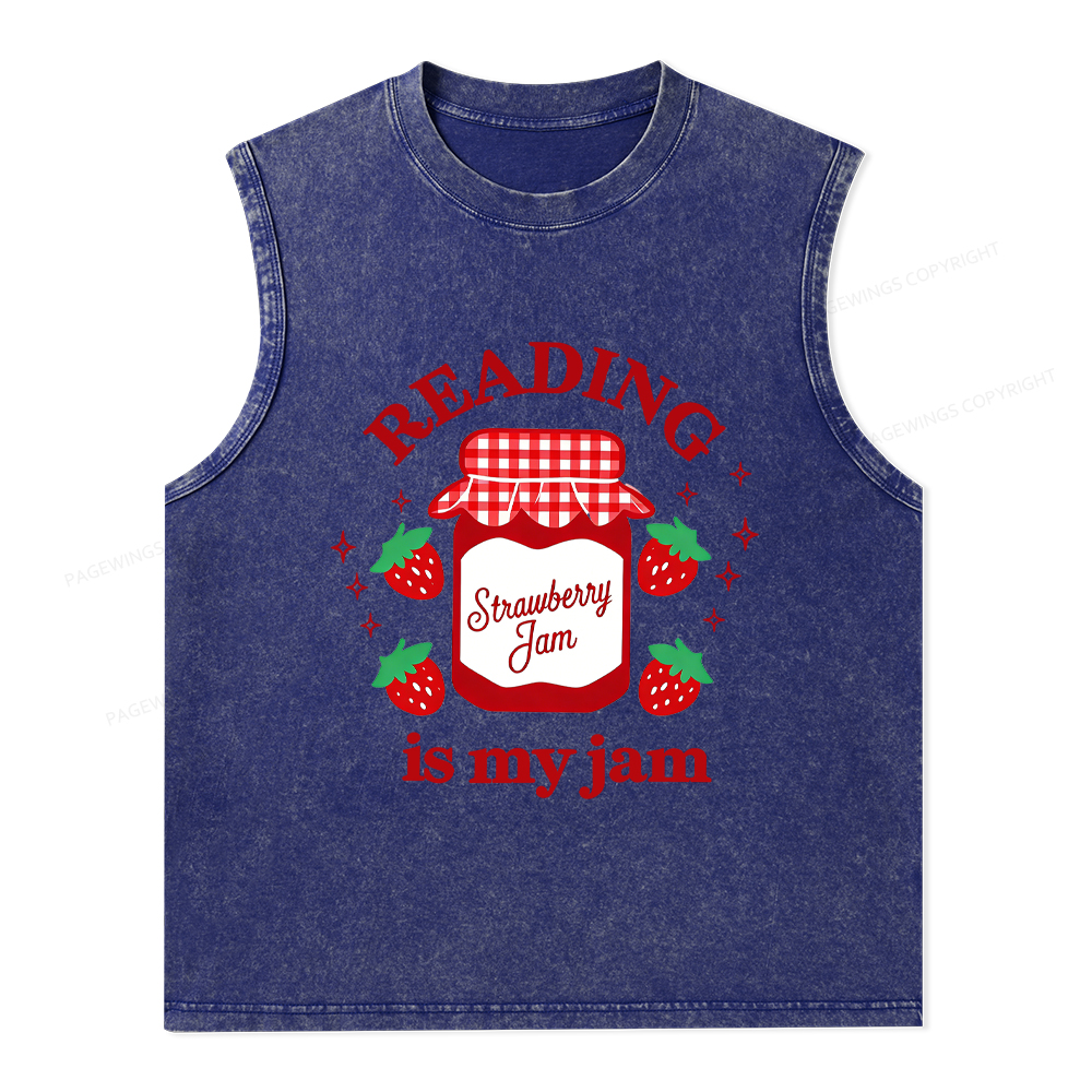 Pagewings Valentines Day Reading is My Jam Unisex Washed Tank Top
