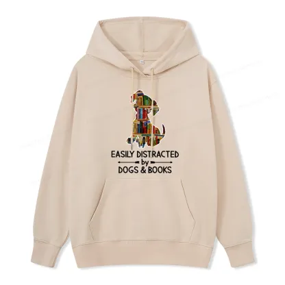 Pagewings Easily Distracted By Dogs And Books Unisex Classic Hoodie