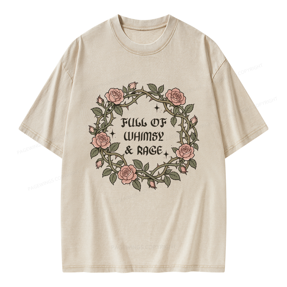 Pagewings Full of Whimsy and Rage Unisex Washed T-shirt