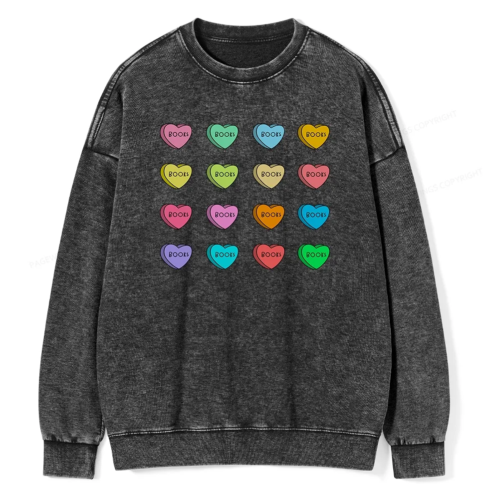 Pagewings Valentine's Day Librarian Unisex Washed Sweatshirt