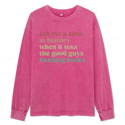 Pagewings Tell Me a Time in History Unisex Washed Long Sleeve T-shirt