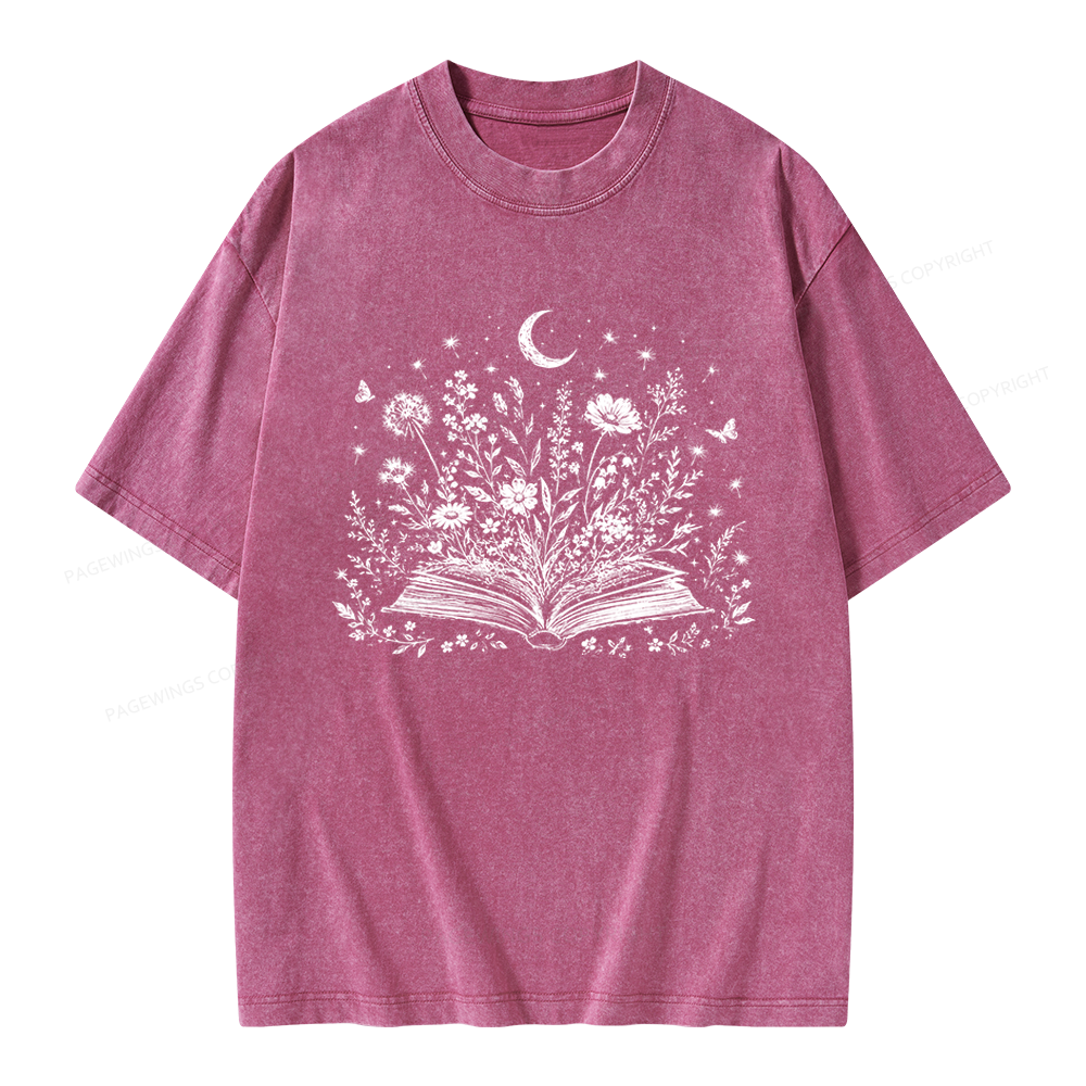 Pagewings Wildflower Book Unisex Washed T-shirt