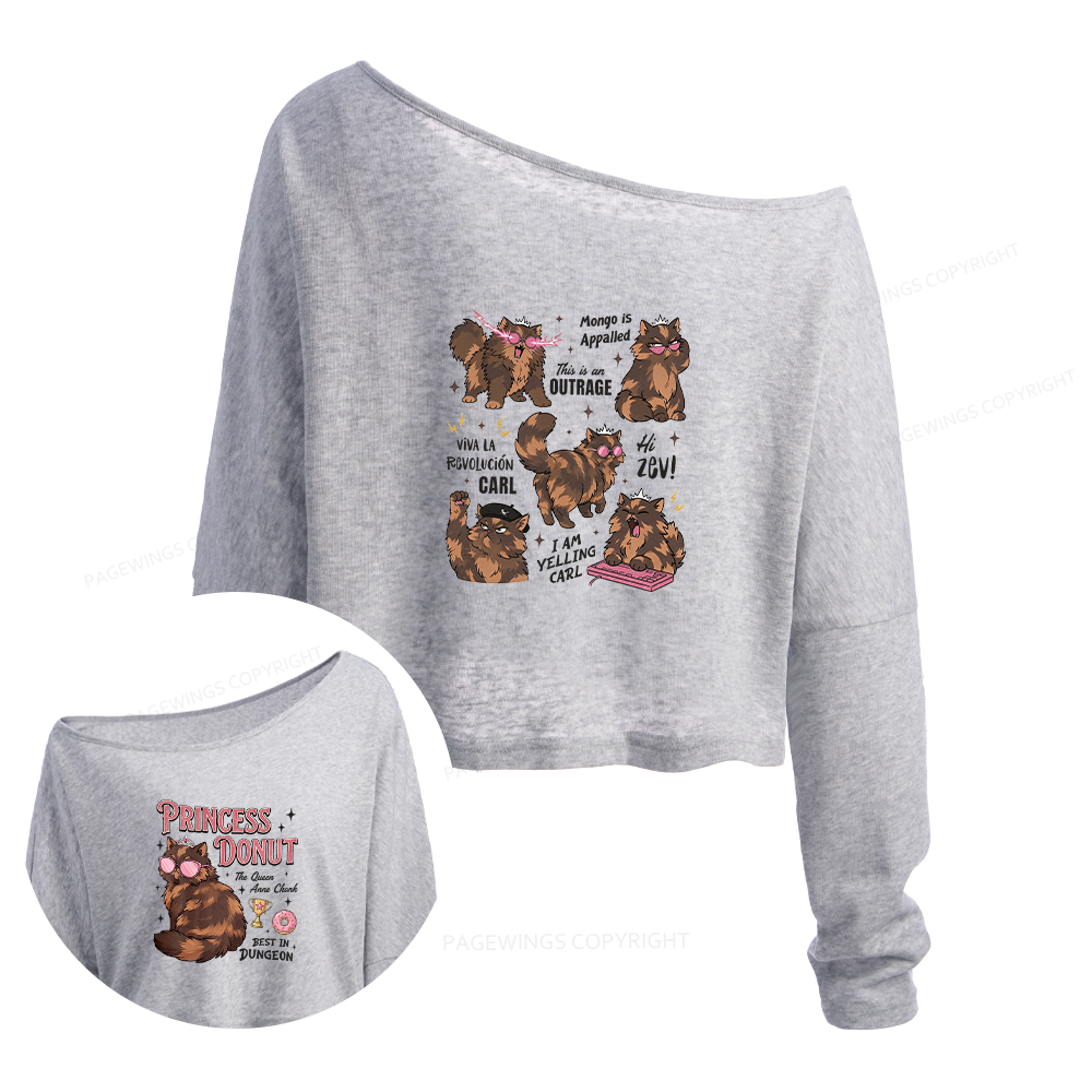 Pagewings Sci Fi Reader Slouchy Long Sleeve Off Shoulder T-shirt