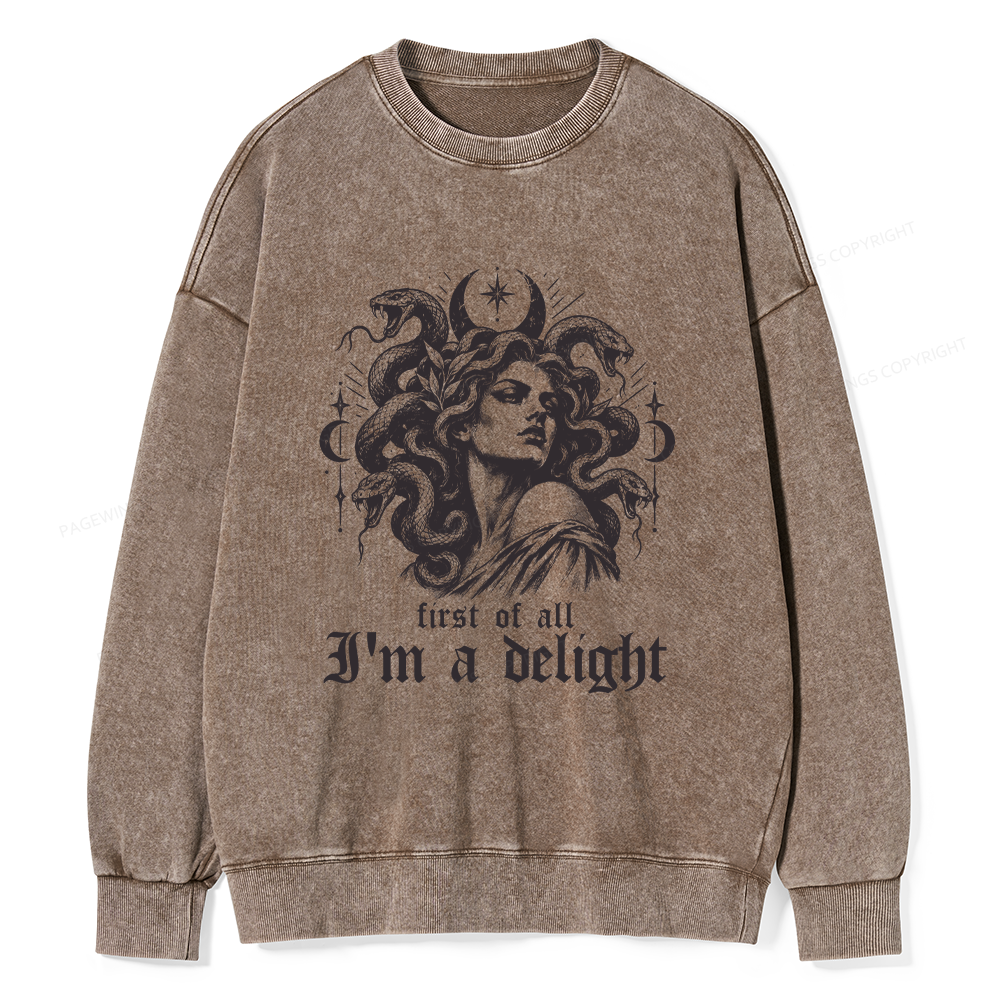 Pagewings First of All I'm a Delight Unisex Washed Sweatshirt