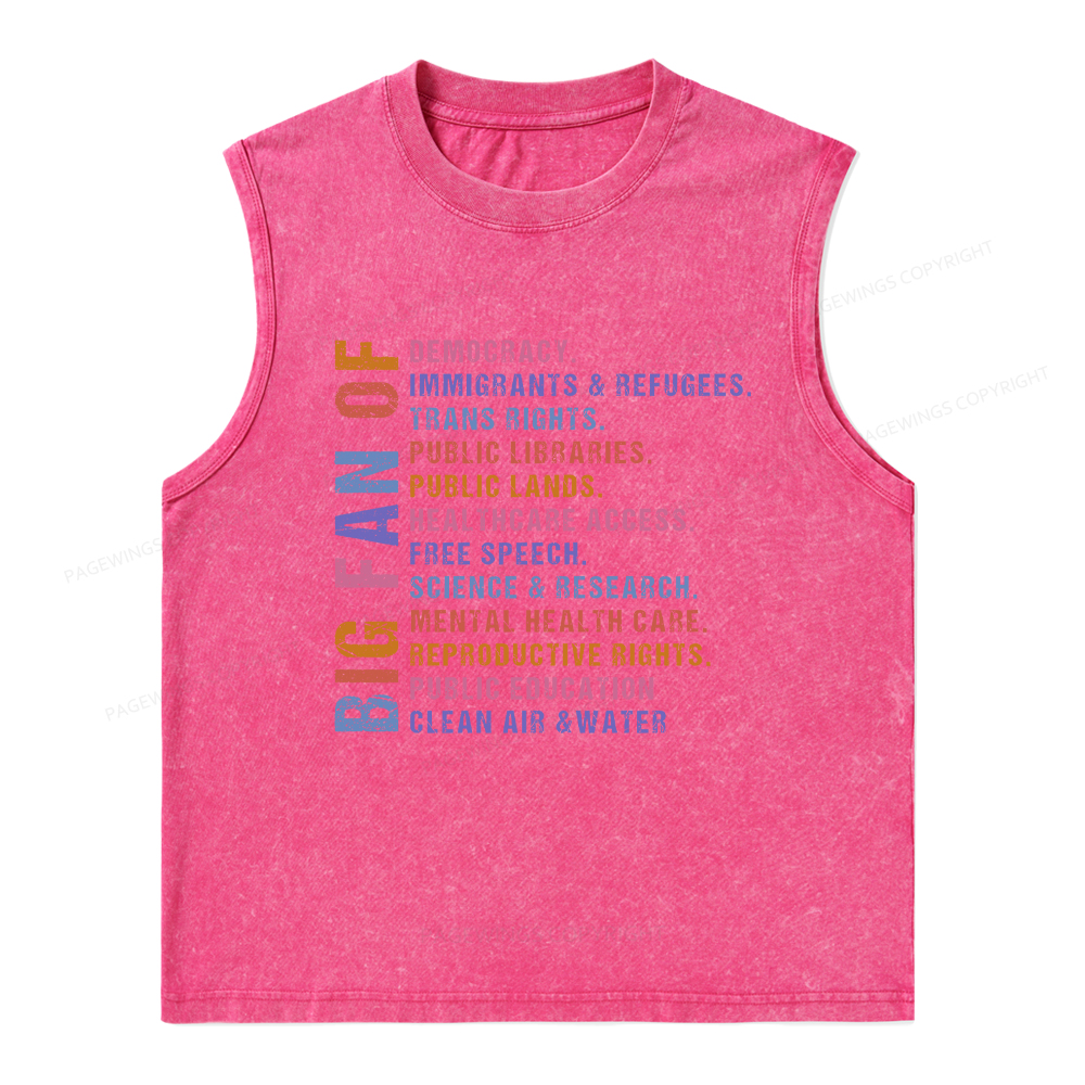 Pagewings Big Fan of Human Rights Unisex Washed Tank Top