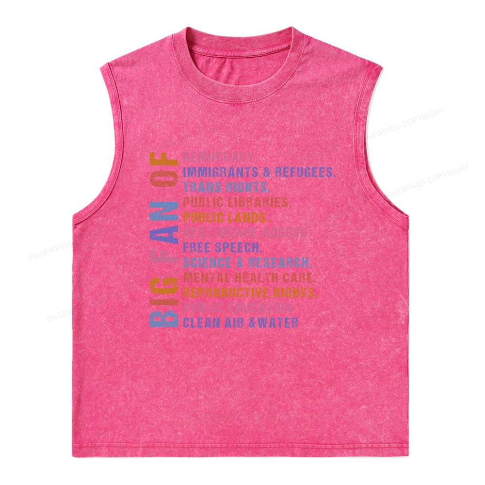 Pagewings Big Fan of Human Rights Unisex Washed Tank Top