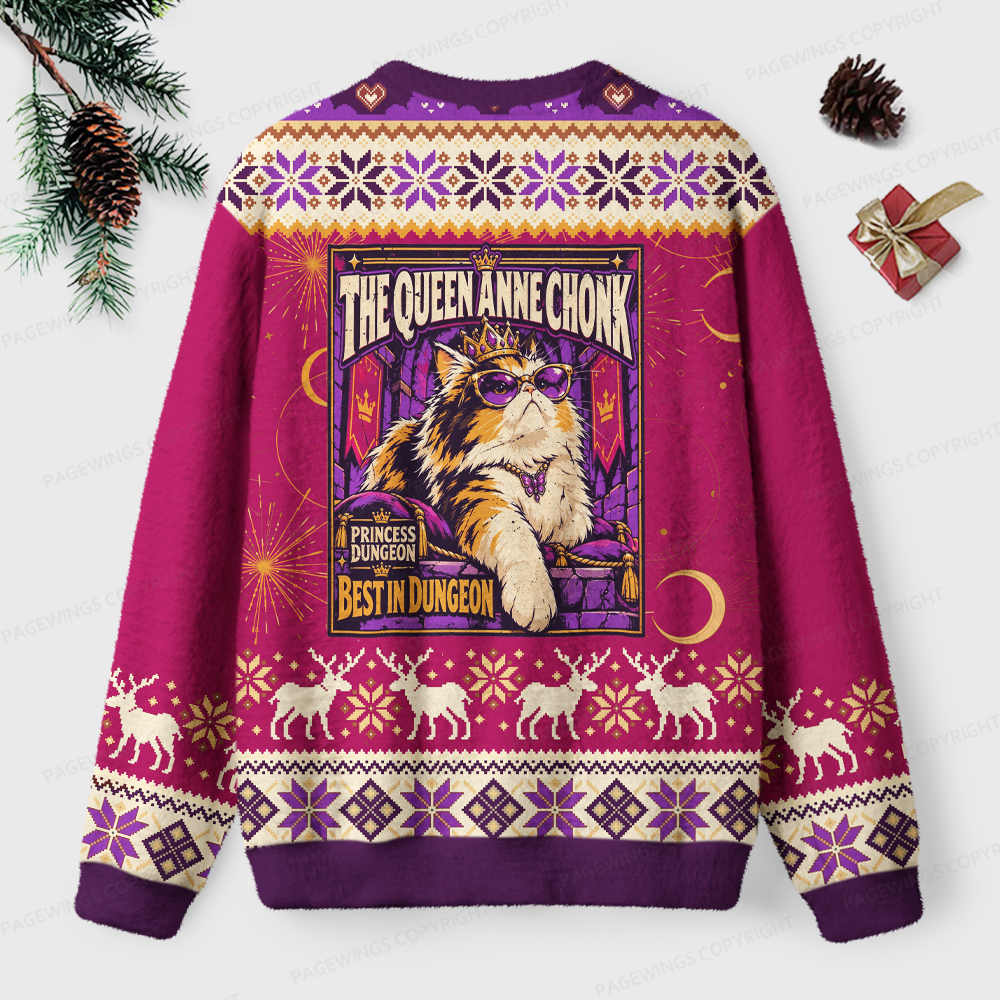 Pagewings Donut The Queen Anne Chonk Unisex Ugly Light Knit Sweatshirt
