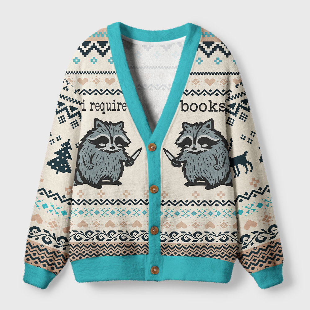 Pagewings I Require Books Light Knit Unisex Cardigan Sweaters