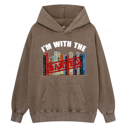 Pagewings I'm With The Banned Funny Book Unisex Washed Hoodie