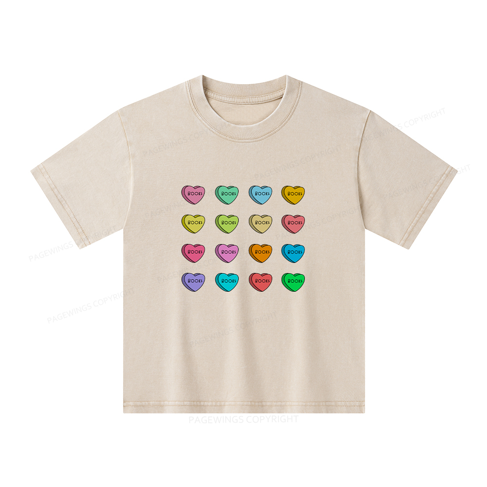 Pagewings Valentine's Day Librarian Unisex Kids Washed T-shirt