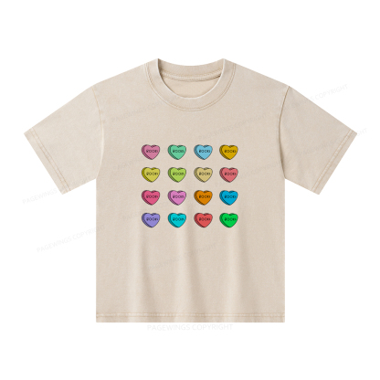 Pagewings Valentine's Day Librarian Unisex Kids Washed T-shirt