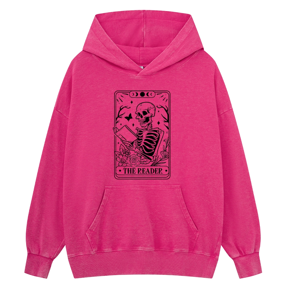 Pagewings Halloween The Reader Tarot Card Unisex Washed Hoodie