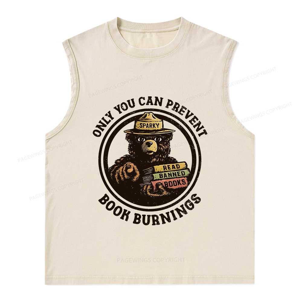 Pagewings Only You Can Prevent Book Burnings Unisex Washed Tank Top