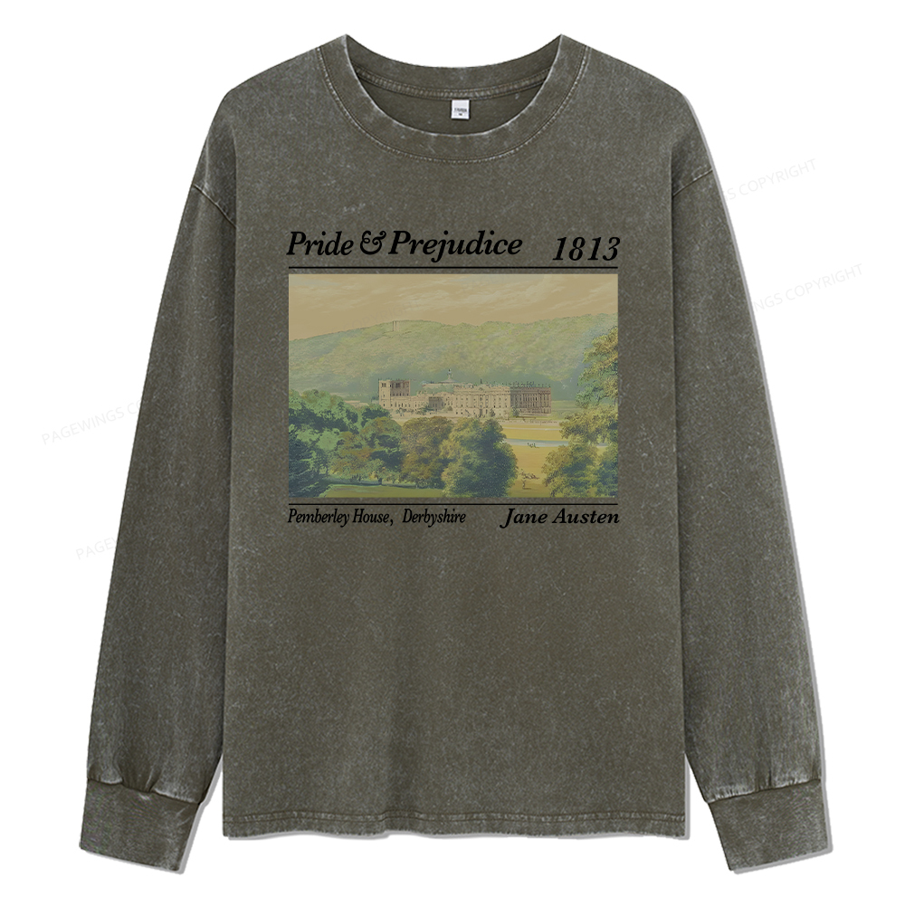 Pagewings Pemberley House Unisex Washed Long Sleeve T-shirt