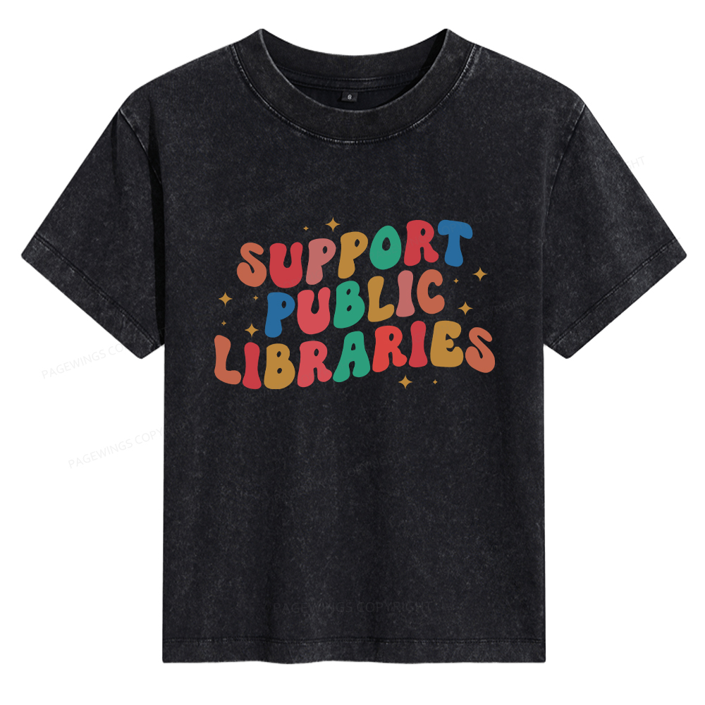 Pagewings Public Library Women's Washed T-shirt