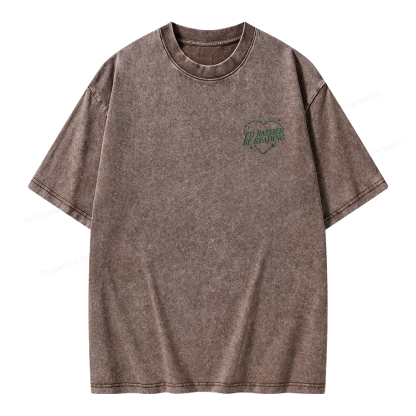 Pagewings Embroidery I'd Rather be Reading Unisex Washed T-shirt