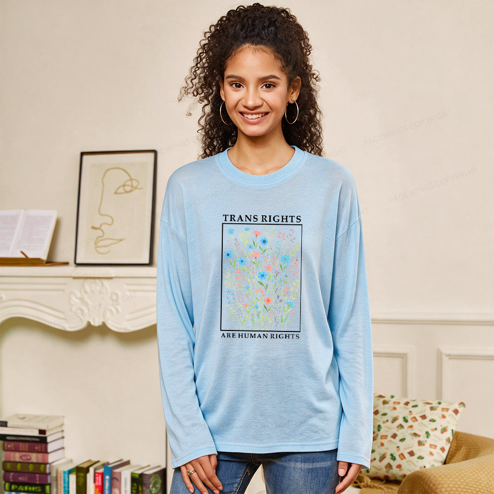 Pagewings Trans Rights Are Human Rights Unisex Lightweight Long Sleeve T-Shirt