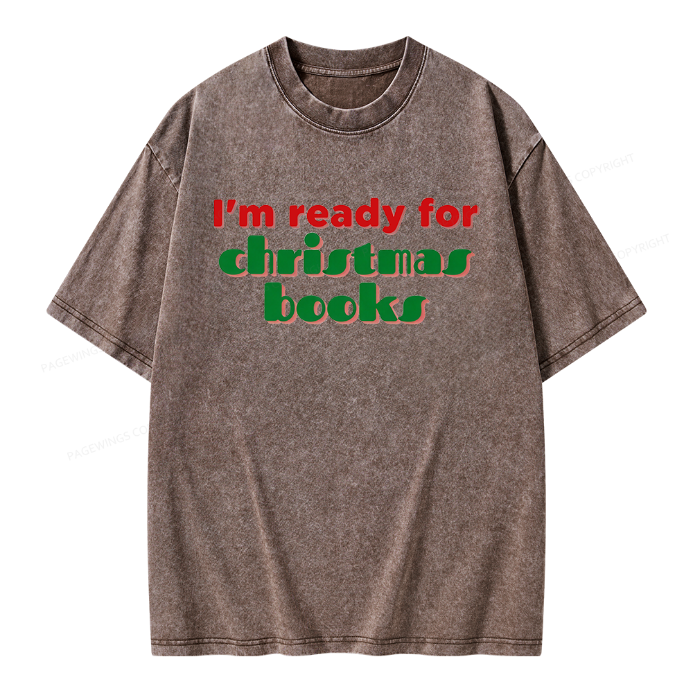Pagewings Ready for Christmas Books Unisex Washed T-shirt