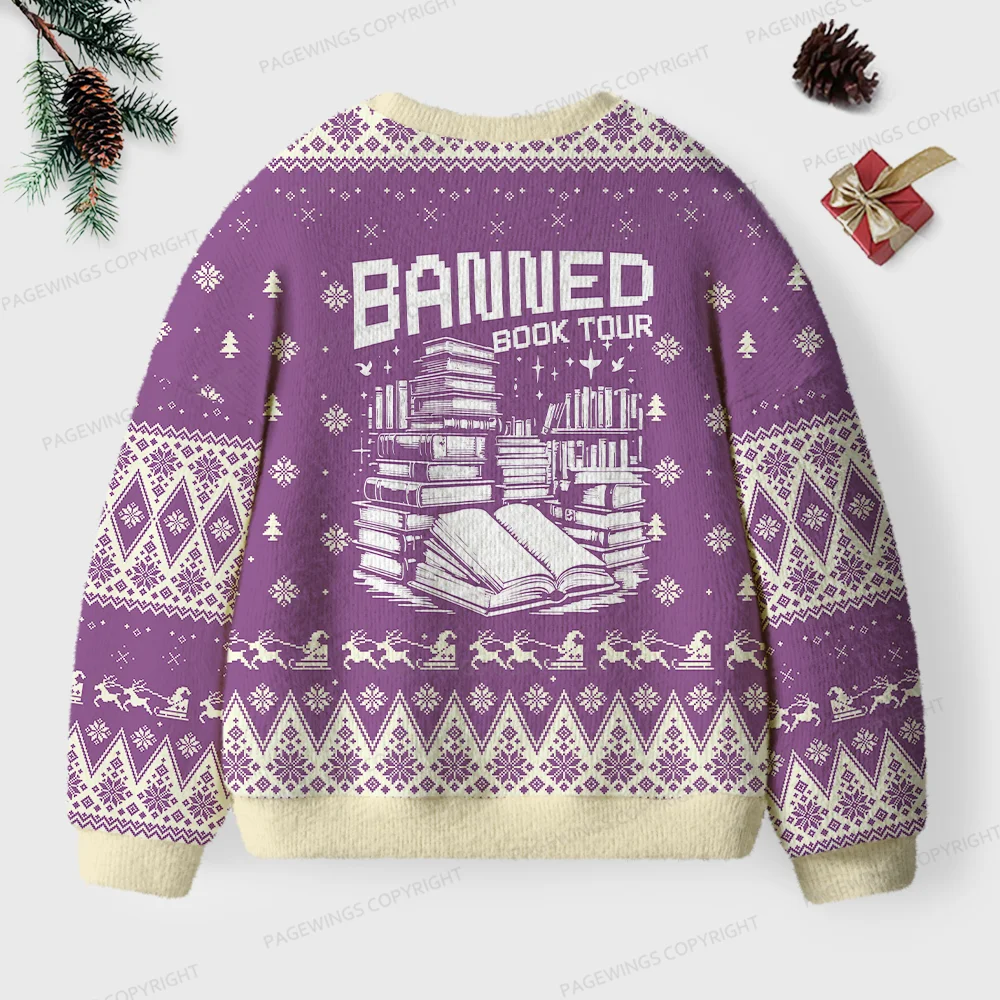 Pagewings Banned Book Tour Unisex Ugly Knit Sweatshirt