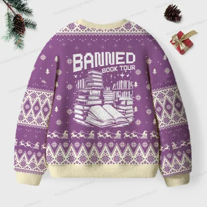 Pagewings Banned Book Tour Unisex Ugly Knit Sweatshirt