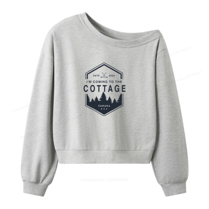 Pagewings Coming To The Cottage Women Off  Shoulder Sweatshirt