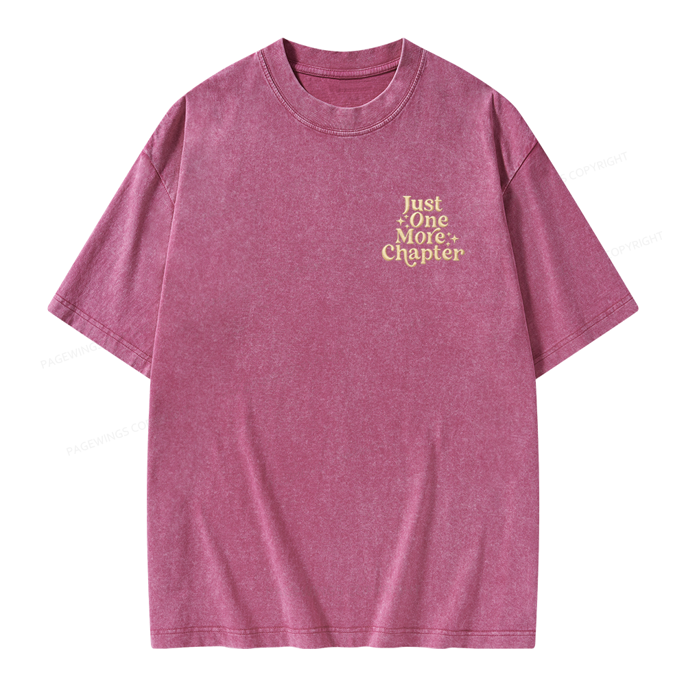 Pagewings Embroidered Just One More Chapter Unisex Washed T-shirt