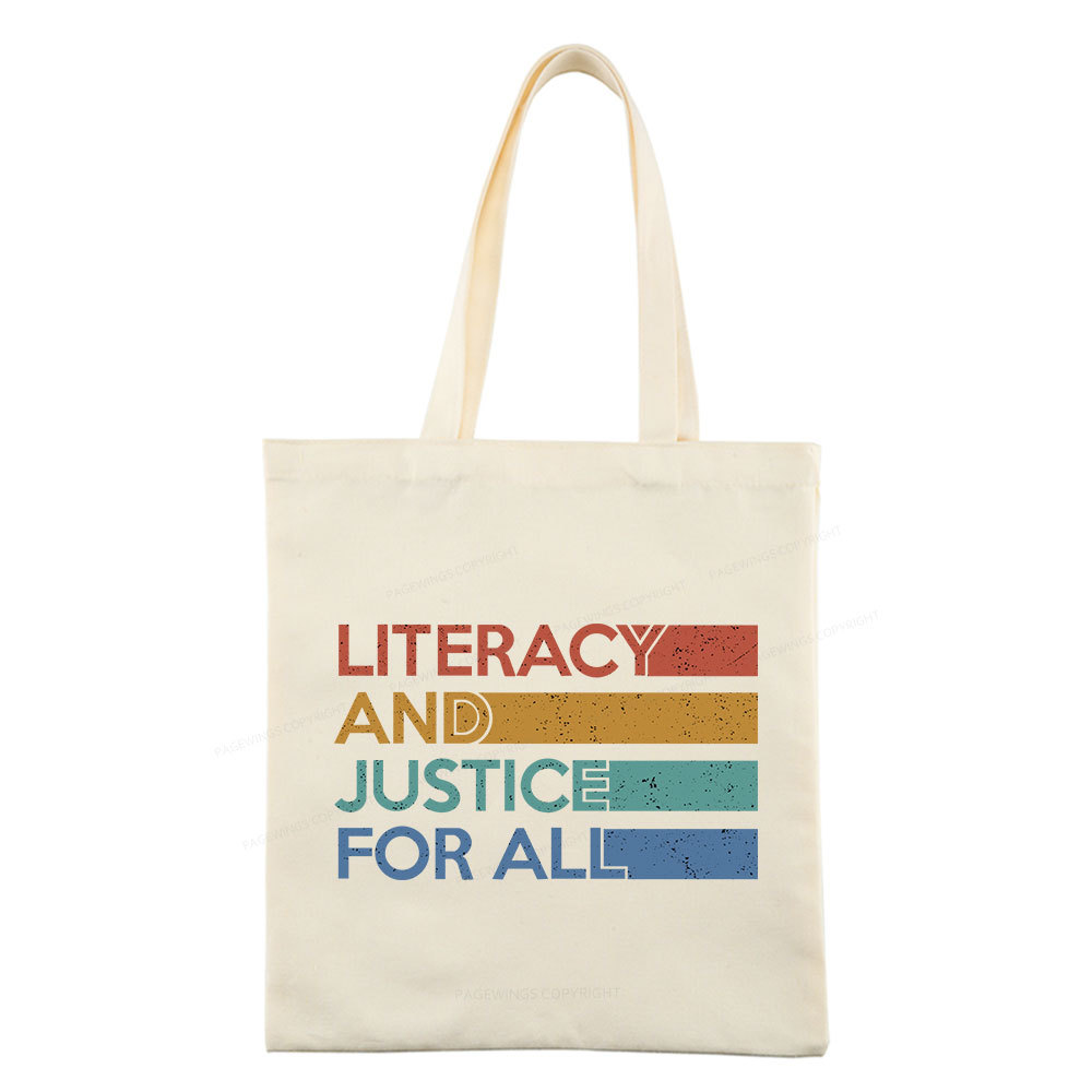 Pagewing Literacy and Justice For All Tote Bag