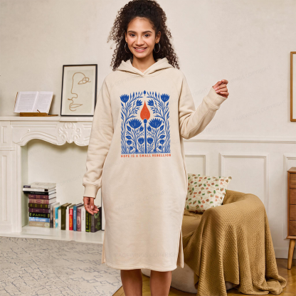Pagewings Hope Is A Small Rebellion Side-Slit Fleece Hoodie Dress
