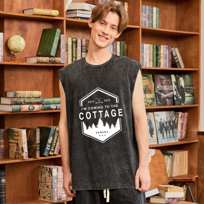 Pagewings Coming To The Cottage Unisex Washed Tank Top